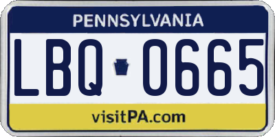 PA license plate LBQ0665