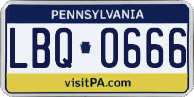 PA license plate LBQ0666