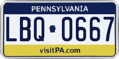 PA license plate LBQ0667