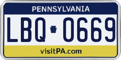 PA license plate LBQ0669