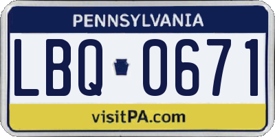 PA license plate LBQ0671