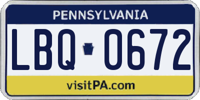 PA license plate LBQ0672