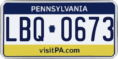 PA license plate LBQ0673