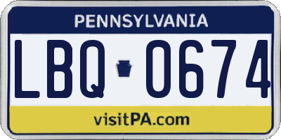 PA license plate LBQ0674