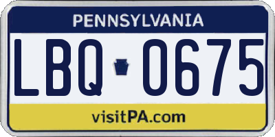 PA license plate LBQ0675