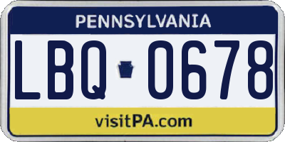 PA license plate LBQ0678