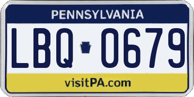 PA license plate LBQ0679