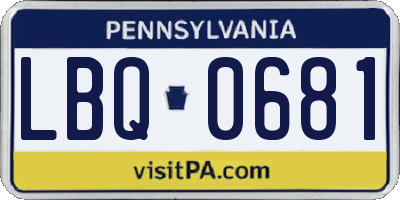 PA license plate LBQ0681