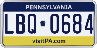 PA license plate LBQ0684