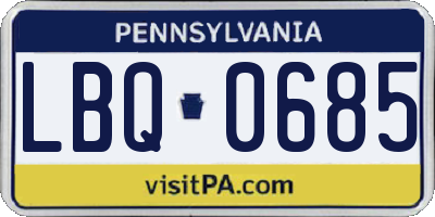 PA license plate LBQ0685