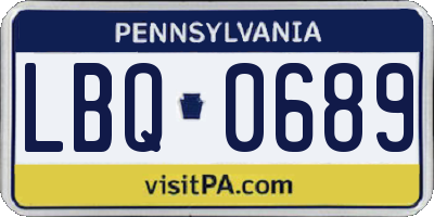PA license plate LBQ0689