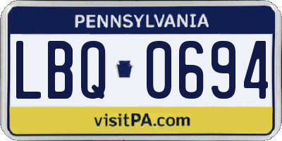 PA license plate LBQ0694
