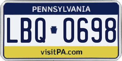 PA license plate LBQ0698