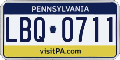 PA license plate LBQ0711