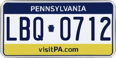 PA license plate LBQ0712