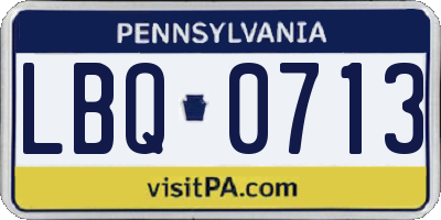 PA license plate LBQ0713