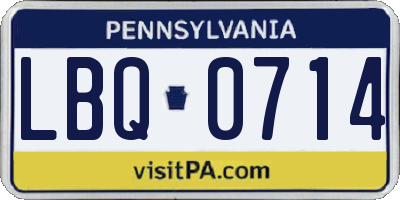 PA license plate LBQ0714