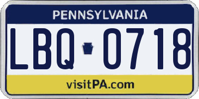 PA license plate LBQ0718