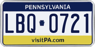 PA license plate LBQ0721