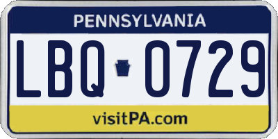 PA license plate LBQ0729