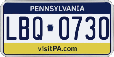 PA license plate LBQ0730