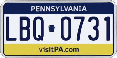 PA license plate LBQ0731