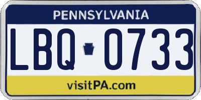 PA license plate LBQ0733