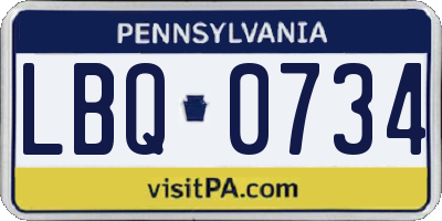 PA license plate LBQ0734