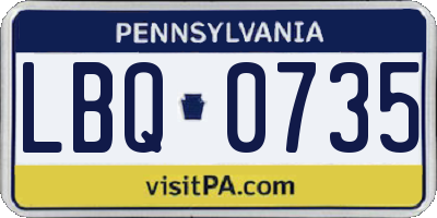 PA license plate LBQ0735