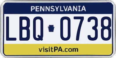 PA license plate LBQ0738