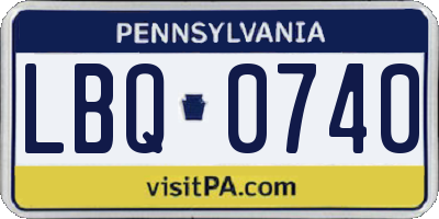 PA license plate LBQ0740