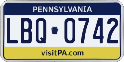 PA license plate LBQ0742