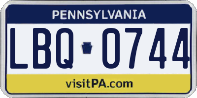 PA license plate LBQ0744