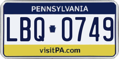 PA license plate LBQ0749