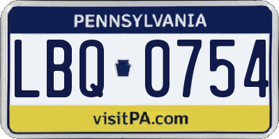 PA license plate LBQ0754