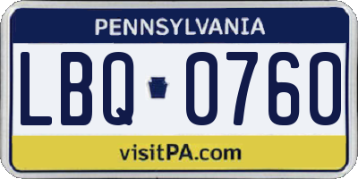 PA license plate LBQ0760