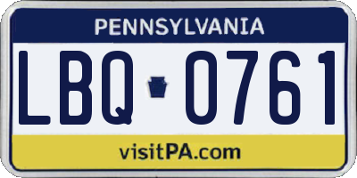 PA license plate LBQ0761