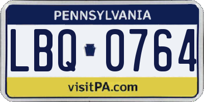 PA license plate LBQ0764
