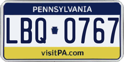 PA license plate LBQ0767