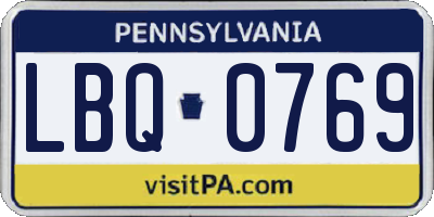 PA license plate LBQ0769