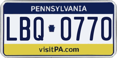PA license plate LBQ0770