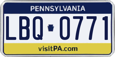 PA license plate LBQ0771