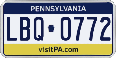 PA license plate LBQ0772