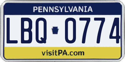 PA license plate LBQ0774