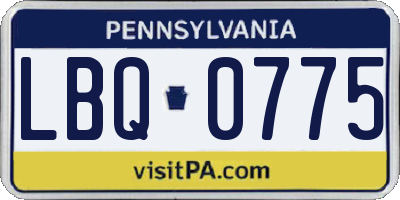 PA license plate LBQ0775