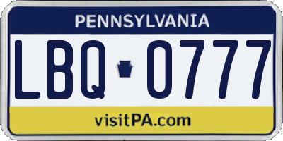PA license plate LBQ0777
