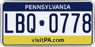 PA license plate LBQ0778