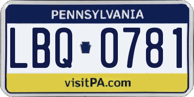 PA license plate LBQ0781