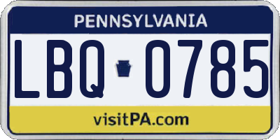 PA license plate LBQ0785