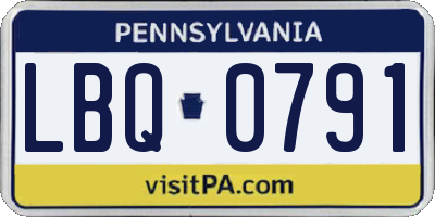 PA license plate LBQ0791